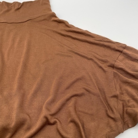 Kittenish Brown Rayon Mock Turtleneck Lightweight S Chocolate Mocha Long Sleeve - Picture 4 of 8